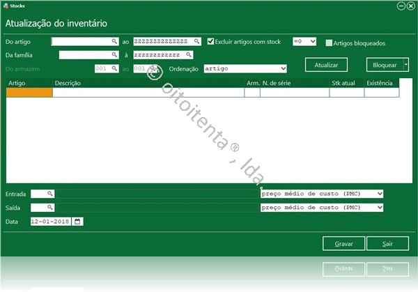 Atualização do inventário