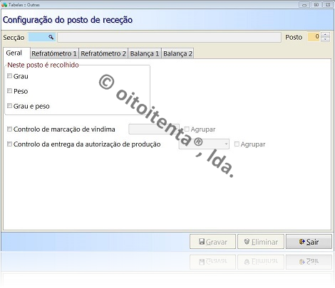 Configuração do posto